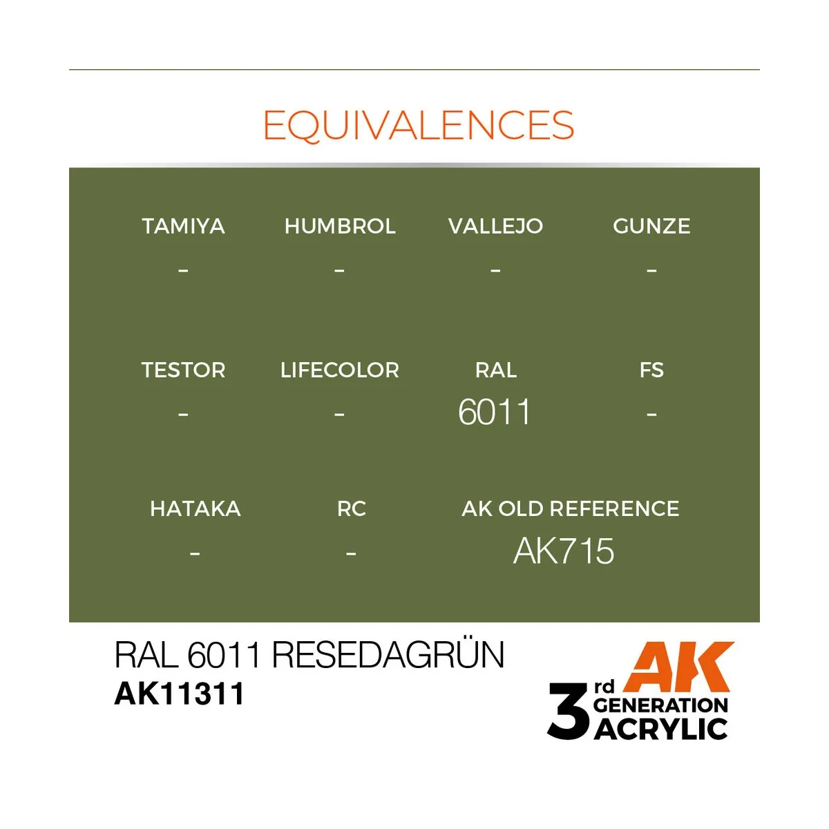 RAL 6011 Resedagrün - AK Interactive AK11311 RAL 6011 Resedagrün - AK Interactive AK11311