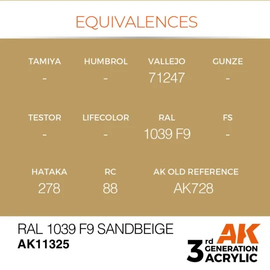 RAL 1039 F9 Sandbeige - AK Interactive AK11325 RAL 1039 F9 Sandbeige - AK Interactive AK11325