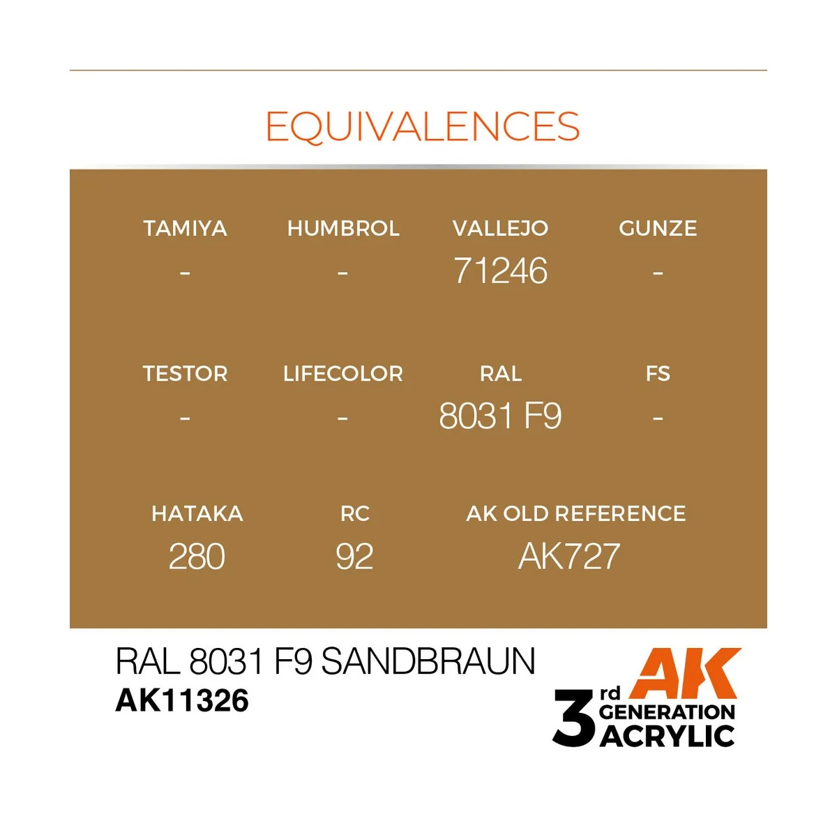 RAL 8031 F9 Sandbraun - AK Interactive AK11326 RAL 8031 F9 Sandbraun - AK Interactive AK11326