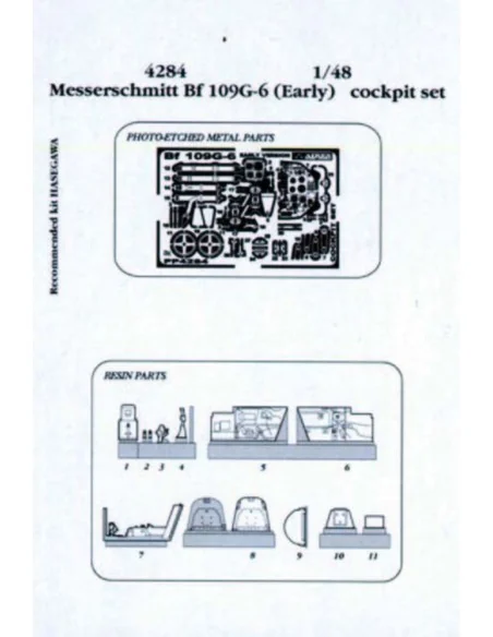 Messerschmitt Bf 109G-6 cockpit set Early version, 1/48 - Aires 4284