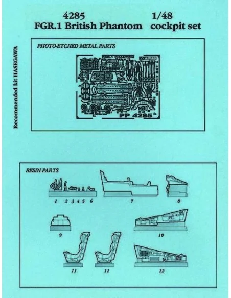 British Phantom FGR.1 Cockpit Set für Hasegawa Bausatz, 1/48 - Aire...