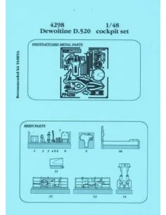 Dewoitine D.520 Cockpit Set für Tamiya Bausatz, 1/48 - Aires 4298