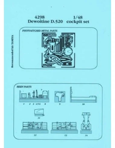 Dewoitine D.520 Cockpit Set für Tamiya Bausatz, 1/48 - Aires 4298