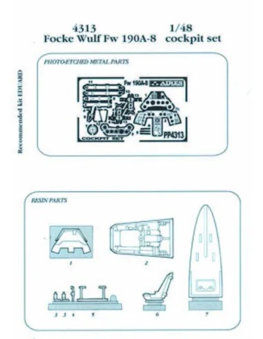 [NO_DESC] FW 190A-8 cockpit set Für Eduard-Bausatz, 1/48 - Aires 4313