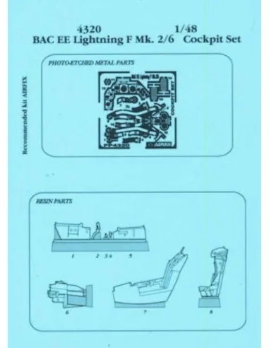 Lightning F Mk. 2/6 Cockpit Set für Airfix Bausatz, 1/48 - Aires 4320