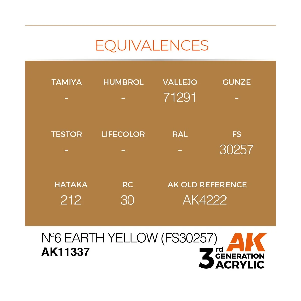Nº6 Earth Yellow (FS30257) - AK Interactive AK11337 Nº6 Earth Yellow (FS30257) - AK Interactive AK11337