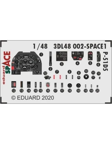 P-51D-5 SPACE 1/48 for ZVEZDA, 1/48 - Eduard Accessories 3DL48002