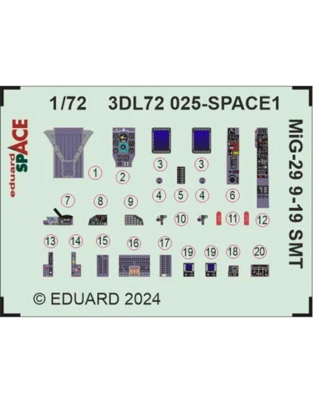 MiG-29 9-19 SMT SPACE, 1/72 - Eduard Accessories 3DL72025