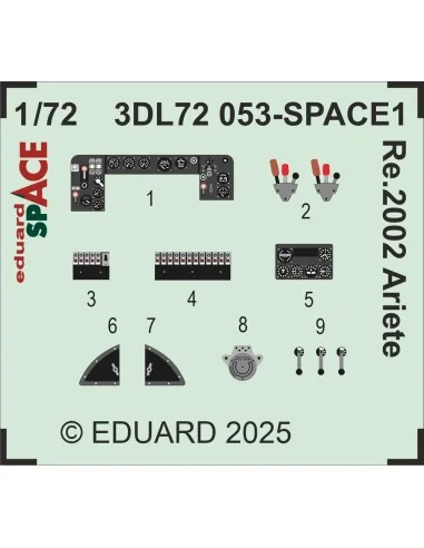Re.2002 Ariete SPACE ITALERI, 1/72 - Eduard Accessories 3DL72053