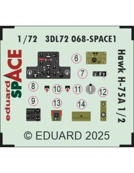 Hawk H-75A 1/2 SPACE ARMA HOBBY, 1/72 - Eduard Accessories 3DL72068