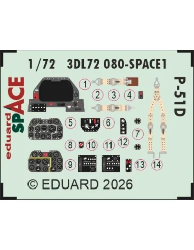 P-51D SPACE for Arma Hobby, 1/72 - Eduard Accessories 3DL72080