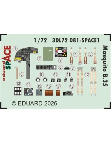 Mosquito B.35 SPACE for Airfix, 1/72 - Eduard Accessories 3DL72081