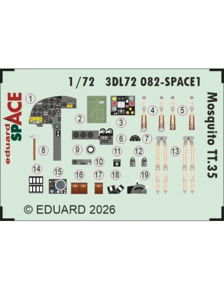 Mosquito TT.35 SPACE for Airfix, 1/72 - Eduard Accessories 3DL72082