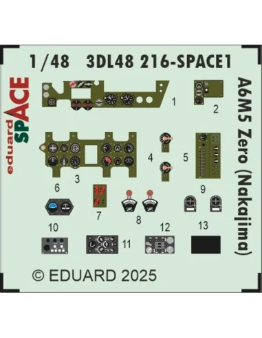 A6M5 Zero (Nakajima) SPACE FINE MOLDS, 1/48 - Eduard Accessories 3D...