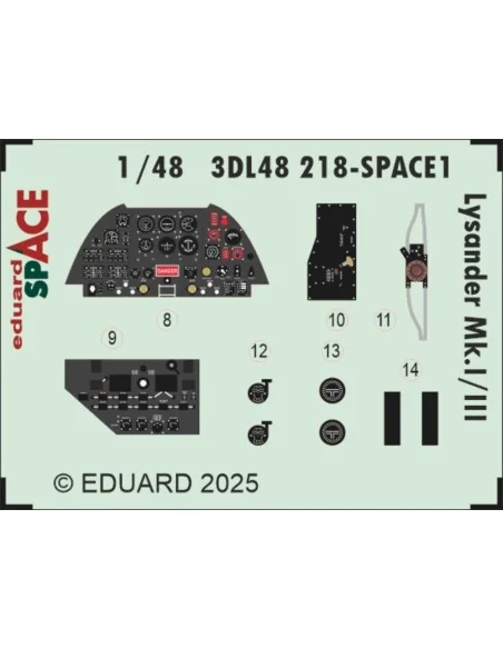 Lysander Mk.I/III SPACE AIRFIX, 1/48 - Eduard Accessories 3DL48218