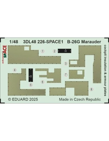 B-26G Marauder cockpit insulation & armour plates SPACE ICM, 1/48 -...