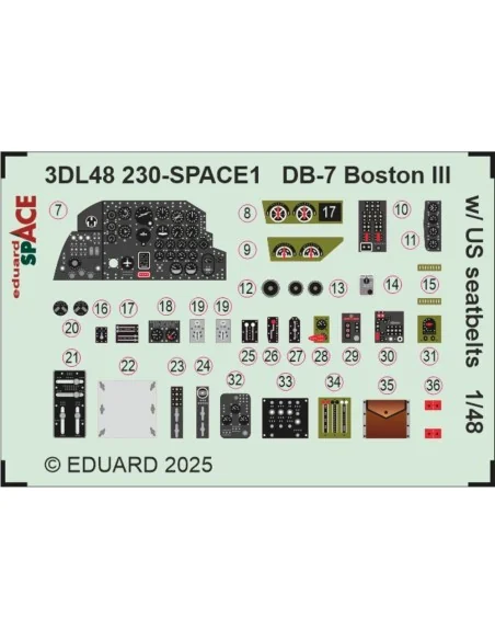 DB-7 Boston III w/ US seatbelts SPACE HKM, 1/48 - Eduard Accessorie...