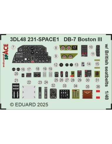 DB-7 Boston III w/ British seatbelts SPACE HKM, 1/48 - Eduard Acces...