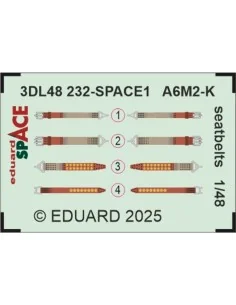 A6M-2K seatbelts SPACE EDUARD, 1/48 - Eduard Accessories 3DL48232