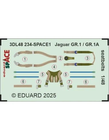 Jaguar GR.1 / GR.1A seatbelts SPACE AIRFIX, 1/48 - Eduard Accessori...