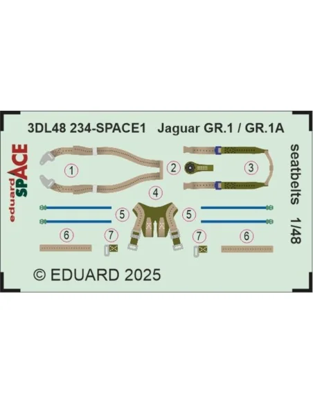 Jaguar GR.1 / GR.1A seatbelts SPACE AIRFIX, 1/48 - Eduard Accessori...