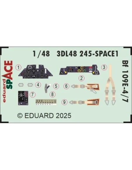 Bf 109E-4/7 SPACE TAMIYA, 1/48 - Eduard Accessories 3DL48245