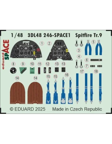 Spitfire Tr.9 SPACE AIRFIX, 1/48 - Eduard Accessories 3DL48246