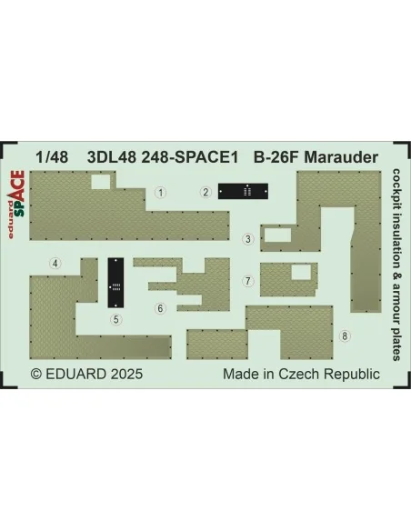 B-26F Marauder cockpit insulation & armour plates SPACE ICM, 1/48 -...