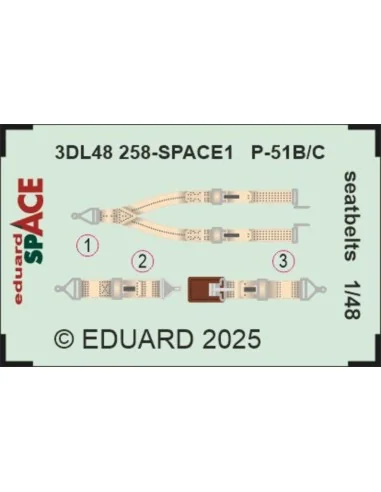 P-51B/C seatbelts SPACE, 1/48 - Eduard Accessories 3DL48258
