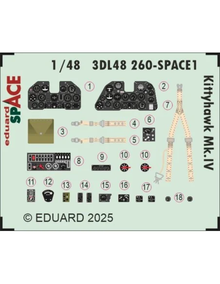 Kittyhawk Mk.IV SPACE for Eduard, 1/48 - Eduard Accessories 3DL48260
