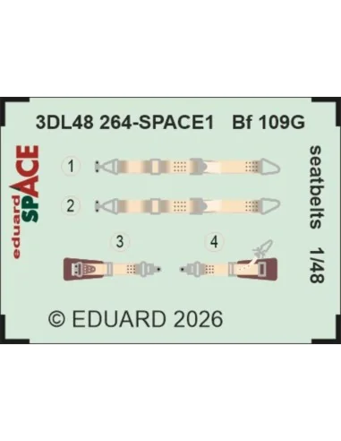 Bf 109G seatbelts SPACE, 1/48 - Eduard Accessories 3DL48264