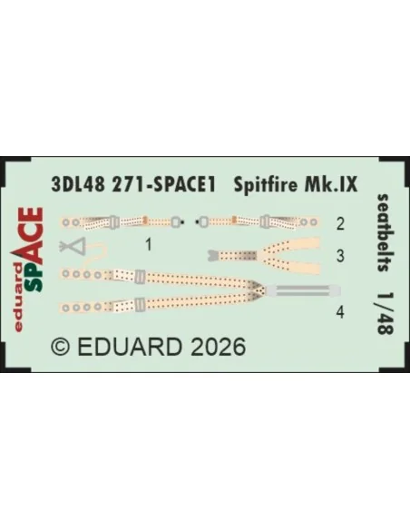 Spitfire Mk.IX seatbelts SPACE, 1/48 - Eduard Accessories 3DL48271