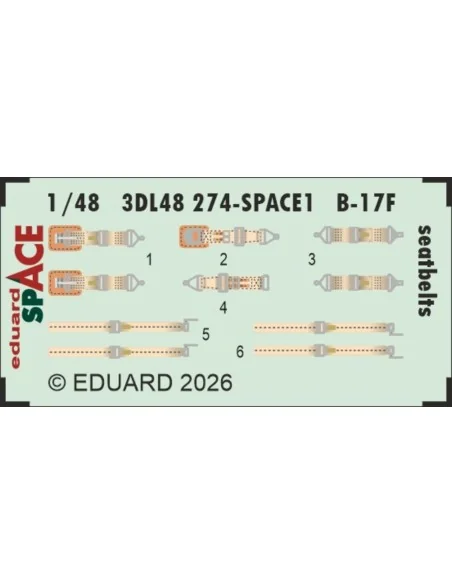 B-17F seatbelts SPACE for Revell, 1/48 - Eduard Accessories 3DL48274
