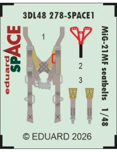 MiG-21MF seatbelts SPACE, 1/48 - Eduard Accessories 3DL48278