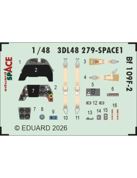 Bf 109F-2 SPACE for Eduard, 1/48 - Eduard Accessories 3DL48279