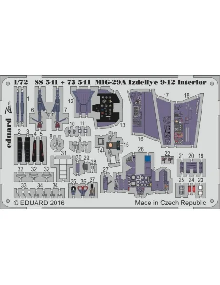 MiG-29A Izdeliye 9-12 interior f.Trumpet, 1/72 - Eduard Accessories...