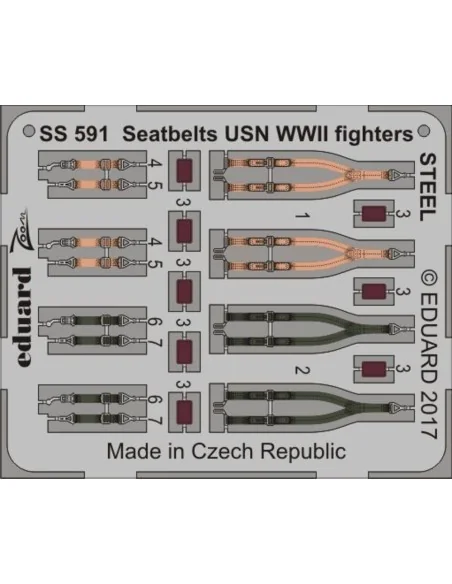 Seatbelts USN WWII fighters STEEL, 1/72 - Eduard Accessories SS591