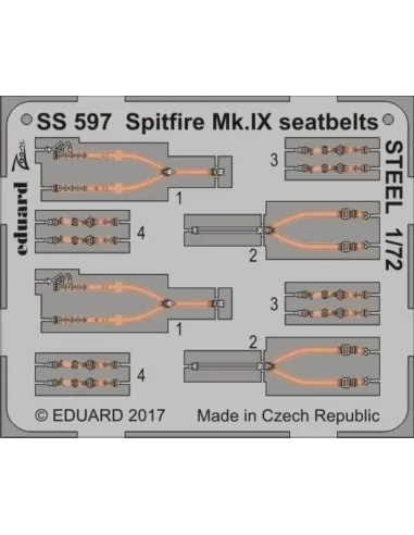 Spitfire Mk.IX seatbelts STEEL f.Eduard, 1/72 - Eduard Accessories ...