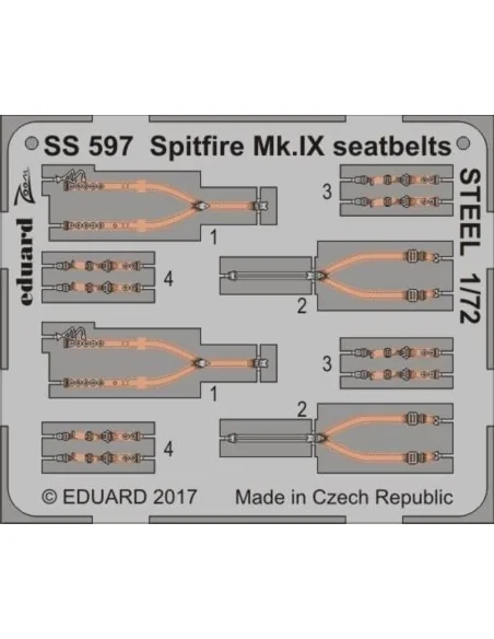 Spitfire Mk.IX seatbelts STEEL f.Eduard, 1/72 - Eduard Accessories ...