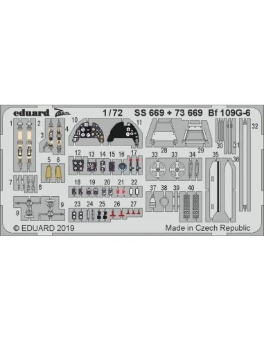 Bf 109G-6 for Tamiya, 1/72 - Eduard Accessories SS669