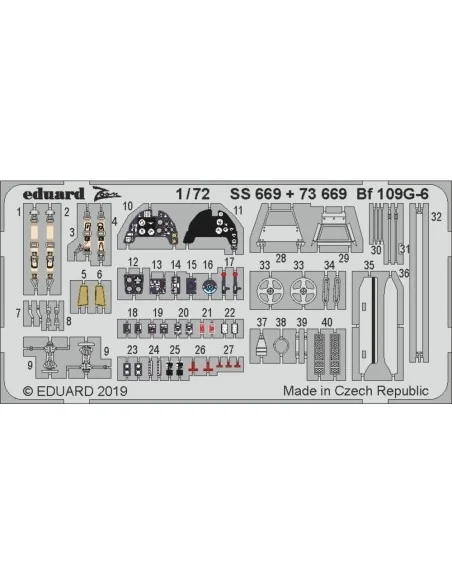 Bf 109G-6 for Tamiya, 1/72 - Eduard Accessories SS669