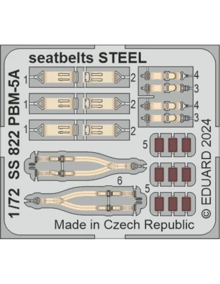 PBM-5A seatbelts STEEL 1/72 ACADEMY, 1/72 - Eduard Accessories SS822