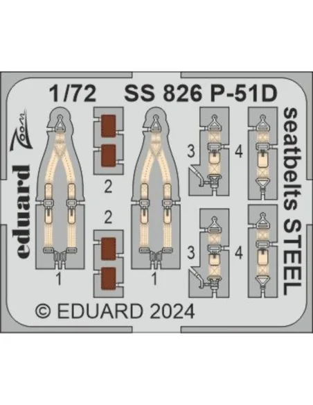 P-51D seatbelts STEEL, 1/72 - Eduard Accessories SS826
