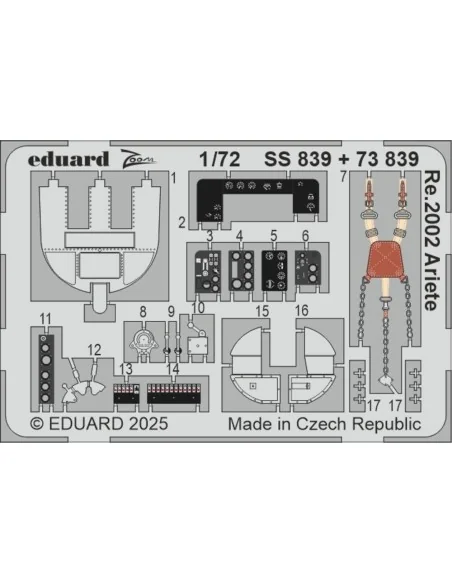 Re.2002 Ariete ITALERI, 1/72 - Eduard Accessories SS839