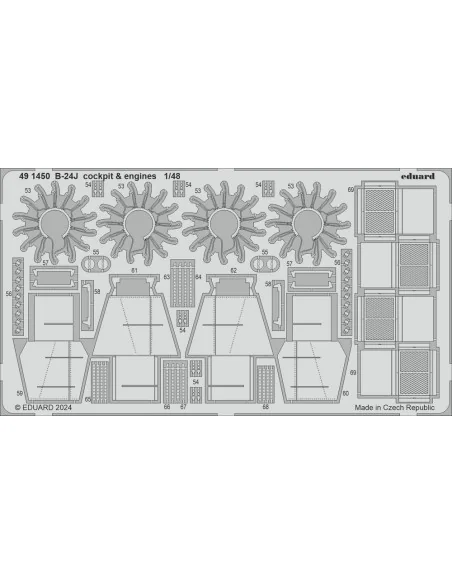 B-24J cockpit & engines HOBBY BOSS, 1/48 - Eduard Accessories 491450