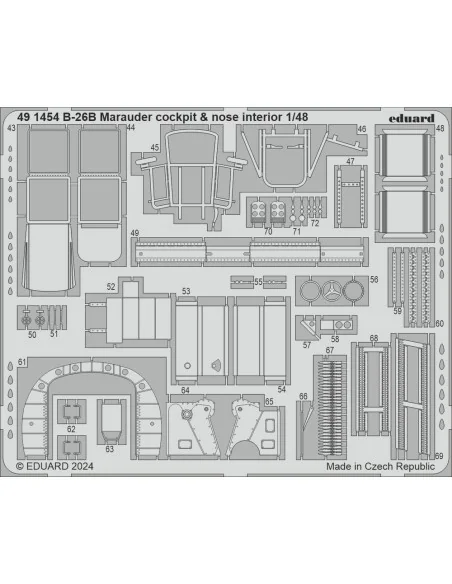 B-26B Marauder cockpit & nose interior ICM, 1/48 - Eduard Accessori...