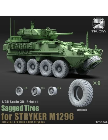3D-Printed Sagged Tires for STRYKER M1296, 1/35 - Toucan Model TC3D044