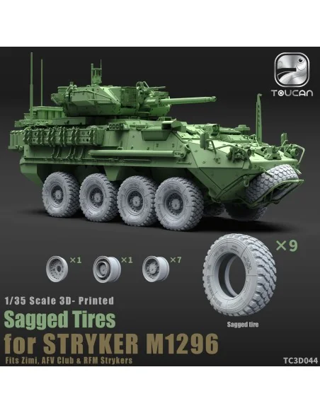 3D-Printed Sagged Tires for STRYKER M1296, 1/35 - Toucan Model TC3D044
