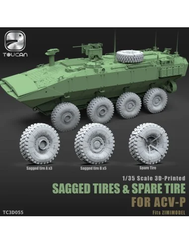 SAGGED TIRES & SPARE TIRE FOR ACV-P, 1/35 - Toucan Model TC3D055