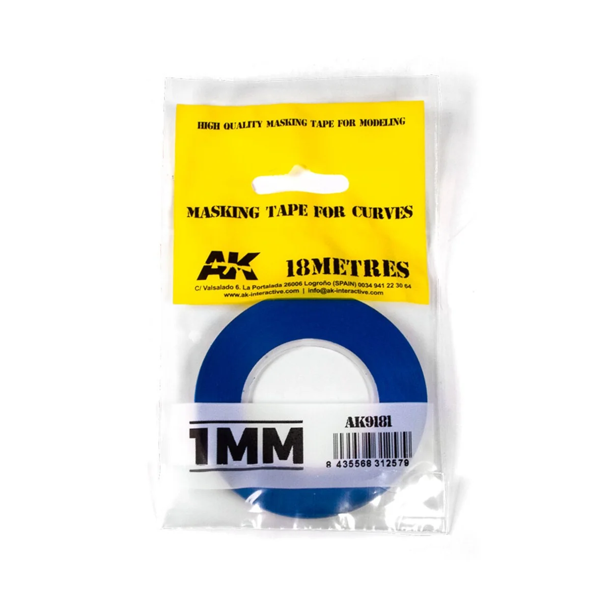 Blue masking Tape for curves 1mm - AK Interactive AK9181